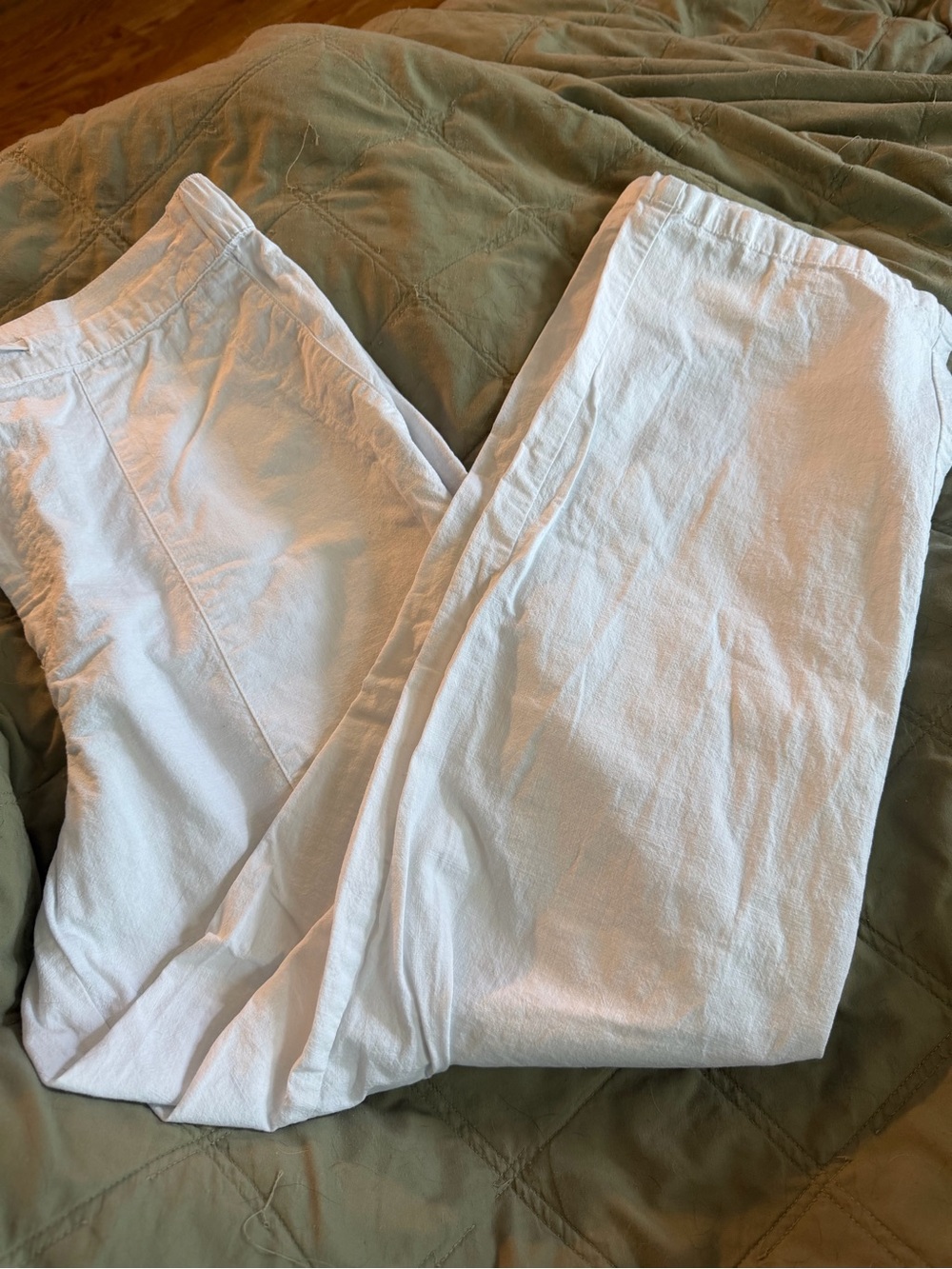 Men’s White Drawstring Cotton Pants XXL Resort Beach Casual